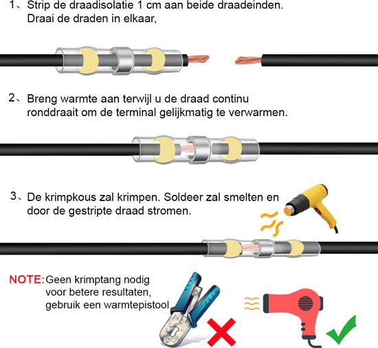 2 stuks 3:1 krimpslang - 2,4mm & 2m lengte, krimpslangen met lijm, waterdicht en isolerend, krimpslang metergoed voor kabelisolatie, markering, kabelbundeling, reparaties (Zwart Rood