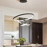 INOLEDS® - Design Hanglamp Zwart - Dimbaar Led - Drie Ringen - Ø80cm - In Hoogte Verstelbaar - Met Afstandsbediening - Eetkamer - Woonkamer - Hanglampen