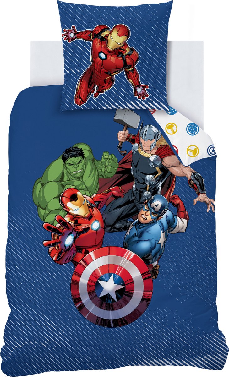 Marvel Avengers Dekbedovertrek Team - Eenpersoons - 140 x 200 cm - Katoen