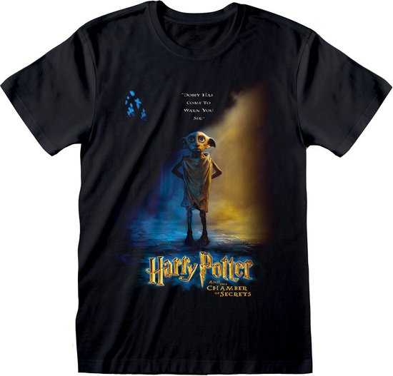 T-Shirt met Korte Mouwen Harry Potter Dobby Poster Zwart Uniseks - L