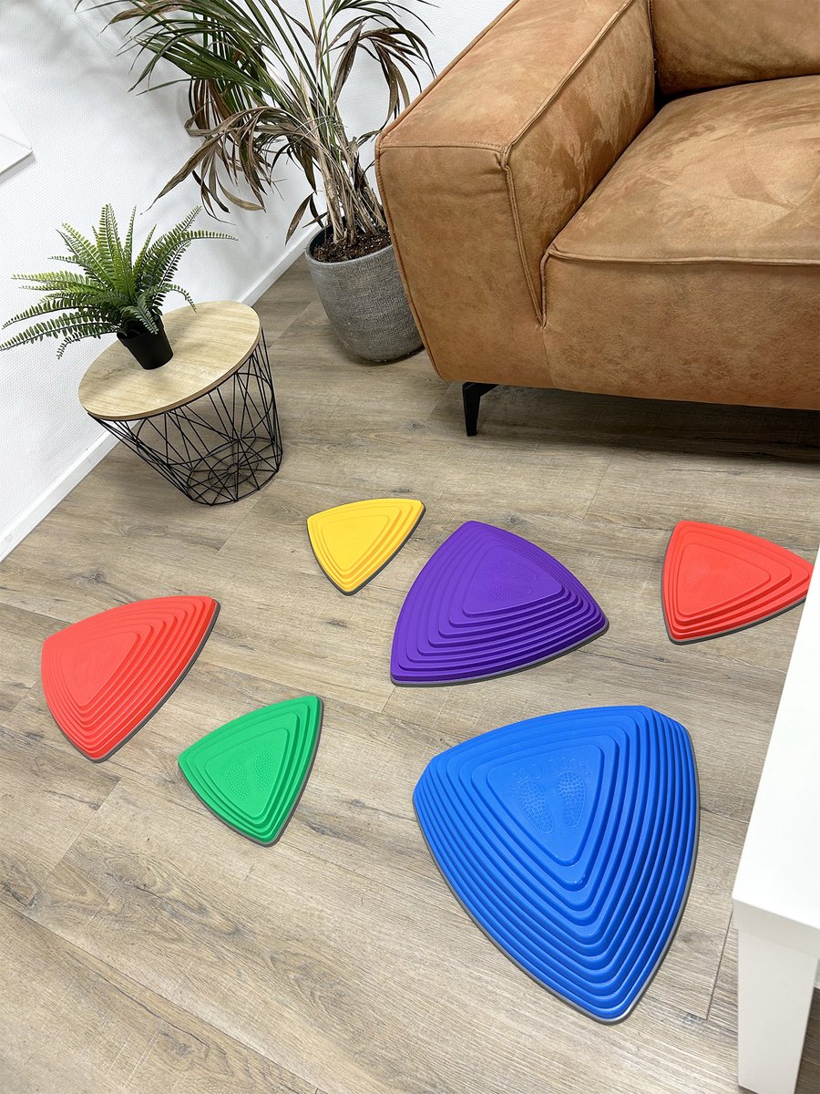 Pierres D'équilibre Pour Enfants - 12 Pierres Colorées Antidérapantes - Stimule La Motricité Et La Créativité - À Partir De 1 An