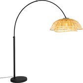 QAZQA pua - Oosterse Booglamp | Vloerlamp | Staande Lamp - 1 lichts - H 194 cm - Naturel - Woonkamer | Slaapkamer | Keuken
