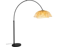 QAZQA pua - Oosterse Booglamp | Vloerlamp | Staande Lamp - 1 lichts - H 194 cm - Naturel - Woonkamer | Slaapkamer | Keuken