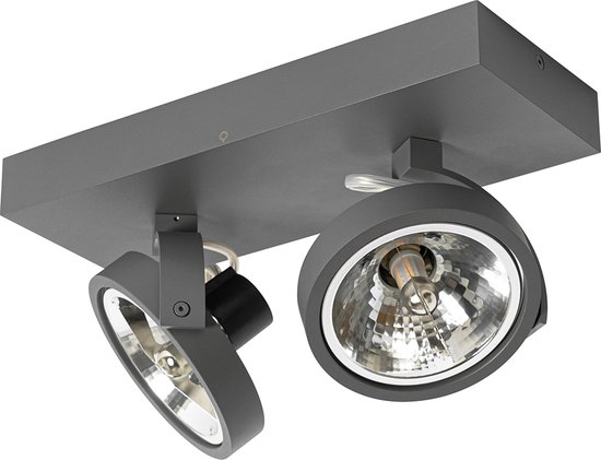 QAZQA go - Design Plafondspot | Spotje | Opbouwspot - 2 lichts - L 30 cm - Donkergrijs - Woonkamer | Slaapkamer | Keuken