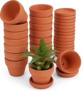 Belle Vous set van 16 terracotta bloempotten - Met onderschotels en drainage gat - Bloempotten voor binnen - Voor planten, bloemen en cactussen