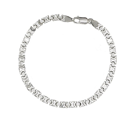 Juwelier Zwartevalk zilveren platte koningsschakel armband ET 40/19cm-