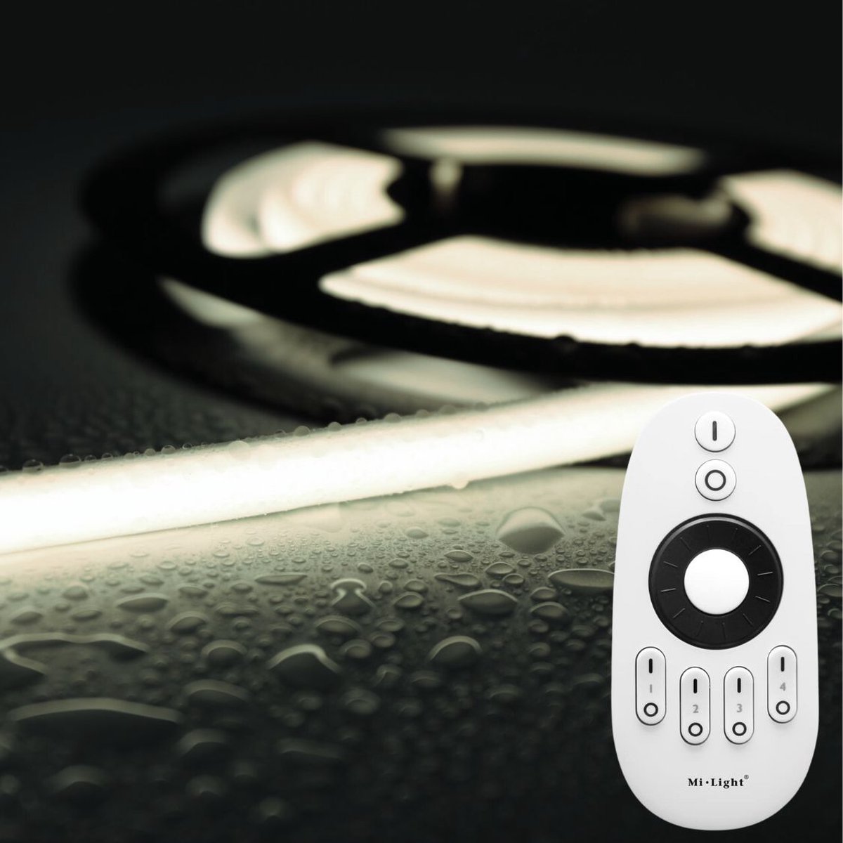LED Strip COB - 10 Meter - Complete Set - 4000k - Neutraal Wit - 24V - IP68 Waterdicht - 480LED/m - Met RF Mi-Light(MiBoxer) Afstandsbediening