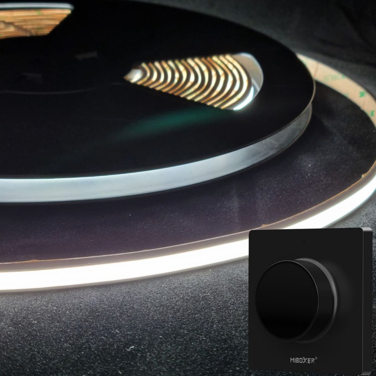 LED Strip COB - 10 Meter - Complete Set - 6000k - Koud Wit - 24V - IP68 Waterdicht - 480LED/m - Met Draadloze Mi-Light(MiBoxer) wanddimmer(Zwart)