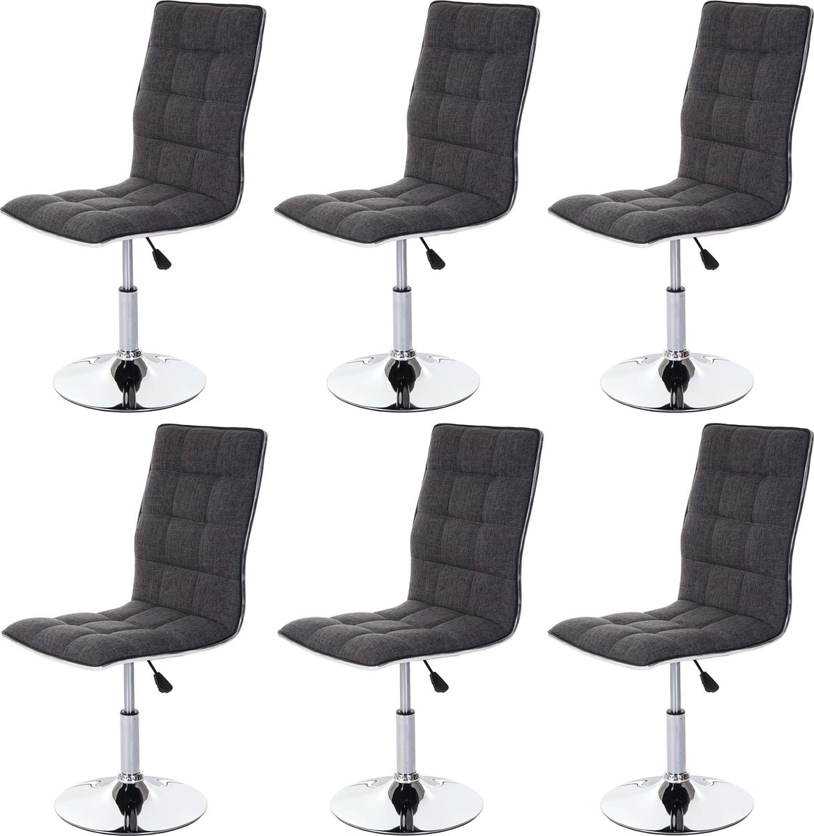 Cosmo Casa Set van 6 eetkamerstoelen - Keukenstoel-Hoogteverstelbaar - Draaibaar - Dtof/textiel - Grijs Grjis