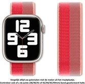 Rood - Roze - Paars - Grijzig - Oranje Nylon Horloge Bandje geschikt voor Apple Watch 1, 2, 3, 4, 5, 6, 7, 8, SE & Nike+, 38mm, 40mm & 41mm "Vrouwenbreedte" Series - Zacht Geweven Nylon - 38 mm, 40 mm en 41 mm