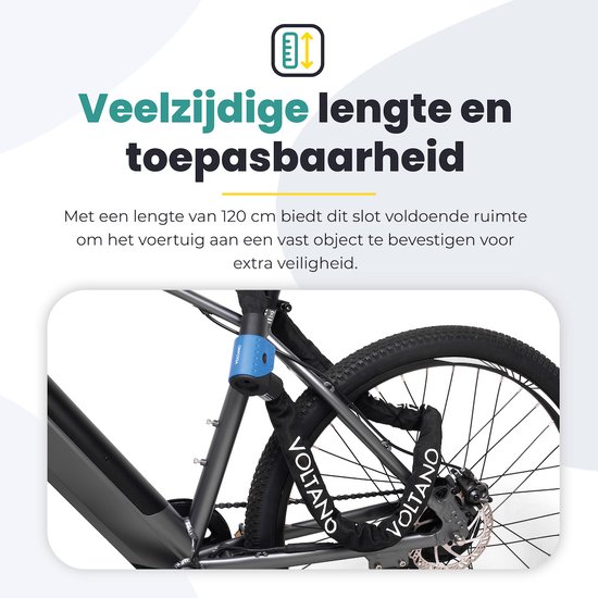 Voltano ART3 Kettingslot - Zwart - 120 CM - ART 3 Slot - Goedgekeurd Voor De Fiets en Scooter Verzekering - Scooterslot / Brommerslot van Voltano — afbeelding 4
