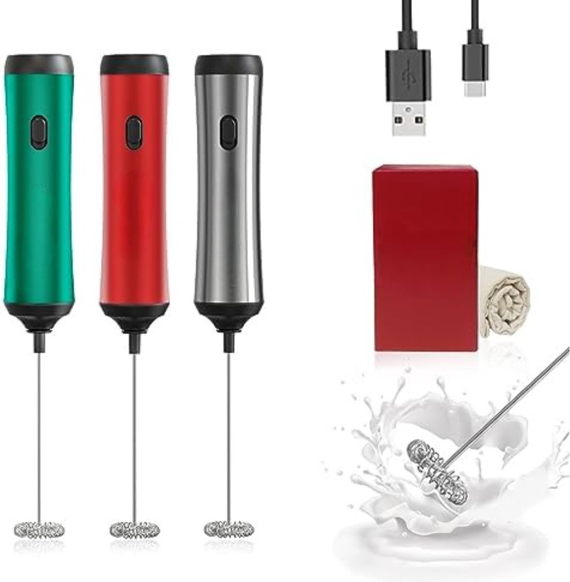 Mousseur À Lait Électrique Rechargeable Par USB, Mousseur À Lait Portatif  Puissant, Mini Mousseur À Lait