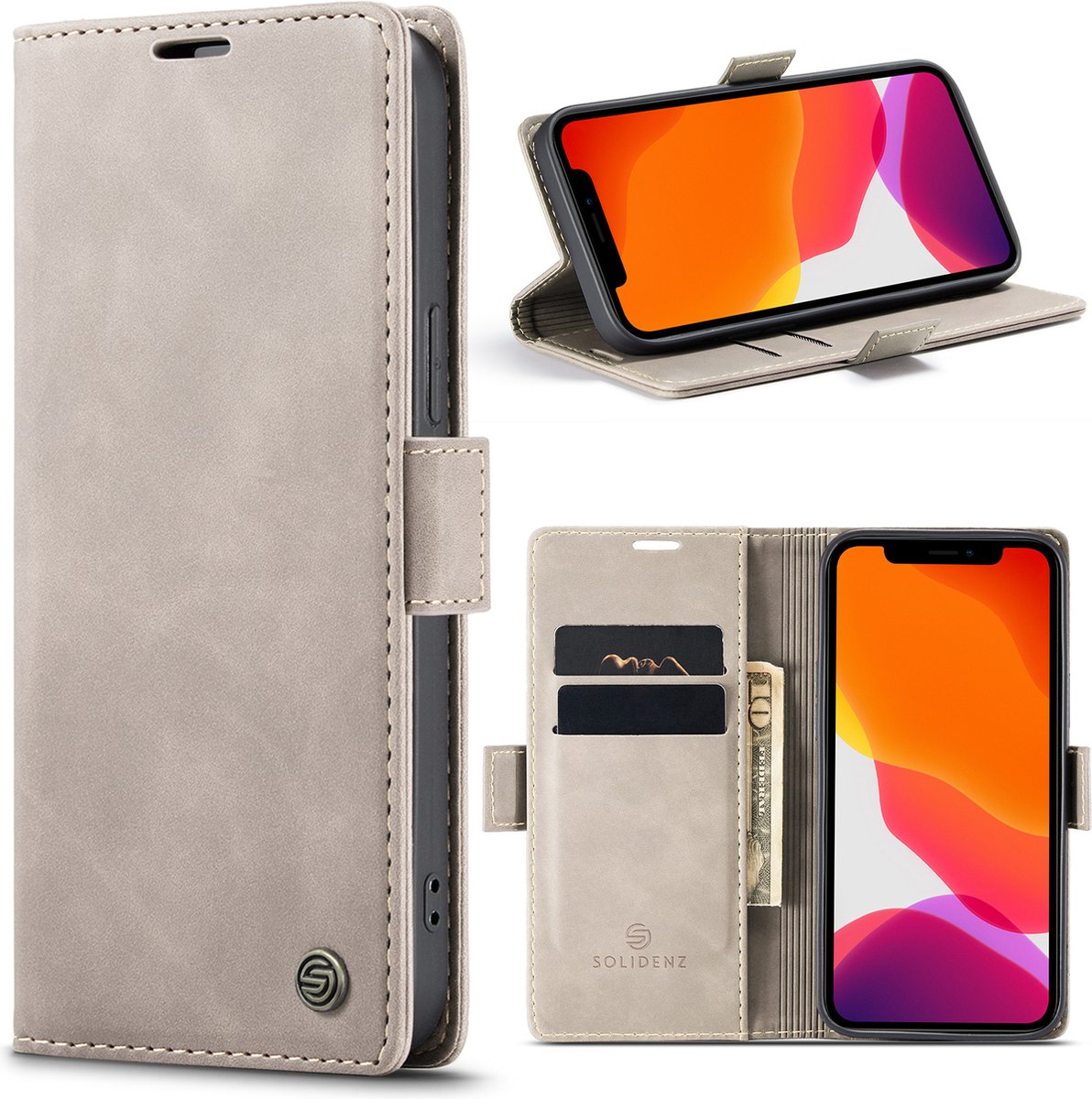 Solidenz Hoesje - Geschikt voor iPhone 13 - Urban Book - Beige