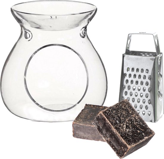 Ideas4seasons Amberblokjes/geurblokjes cadeauset - ylang ylang - inclusief geurbrander en mini rasp