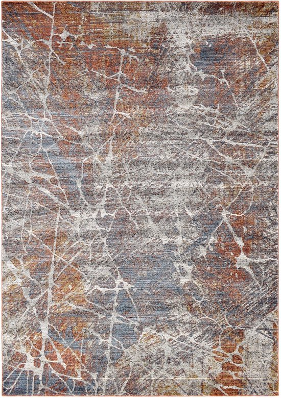 Vercai Rugs Troye Collectie - Laagpolig Vloerkleed - Meerkleurig Tapijt voor Woonkamer - Polyester - Terra - 80x150 cm