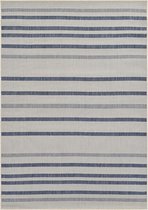 Vercai Rugs Terrace Collectie - Laagpolig Vloerkleed - Tapijt voor Binnen en Buiten - Polypropyleen - Ivoor / Blauw - 80x150 cm