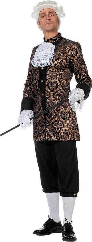Wilbers & Wilbers - Middeleeuwen & Renaissance Kostuum - Markies Louis De Sade - Man - Zwart, Goud - Maat 58 - Carnavalskleding - Verkleedkleding