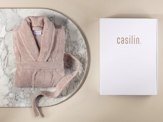 Casilin Unisex Badjas Fleece en Katoen Badstof - Dames en Heren - Cadeau voor Man en Vrouw - Cadeau Incl Luxe Geschenkdoos - Roze - XS