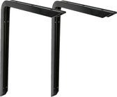 AMIG Plankdrager/planksteun van aluminium - 2x - gelakt zwart - H250 x B150 mm - heavy support - boekenplank steunen