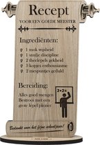 RECEPT MEESTER - Recept voor een goede meester - houten wenskaart - kaart om de leerkracht te bedanken - gepersonaliseerd