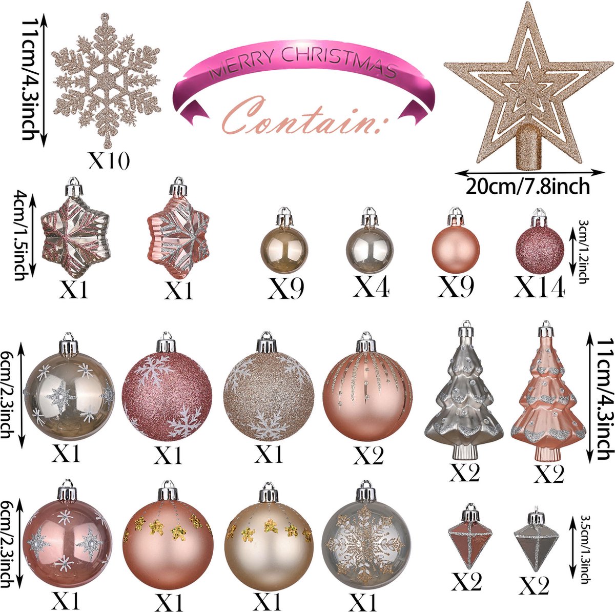 PRACHTIGE KERST® - Kerstballen - 70 Delige Set - Kerstversiering - Kerstboomdecoratie - Kerstornamenten – foto 2