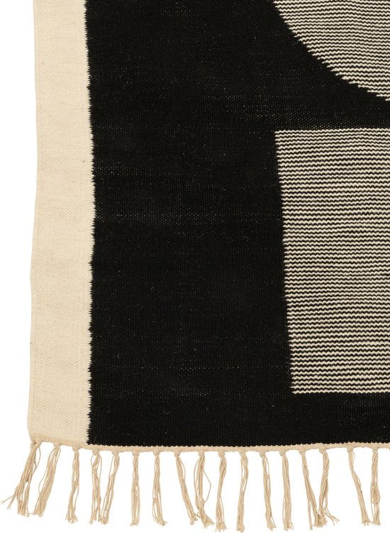 J-Line Tokyo tapijt - vloerkleed - polyester - wit/zwart - woonaccessoires