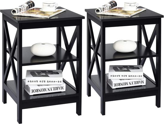 HOCUS PICUS Bijzettafel met 2 niveaus - veelzijdige C-tafel - 60 x 60 x