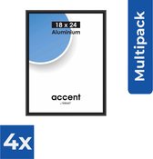 Nielsen Accent 18x24 aluminium zwart 53426 - Fotolijst - Voordeelverpakking 4 stuks