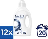 Neutral - Détergent Liquide - Witte - 1 Litre - 20 lavages - Pack économique 12 pièces