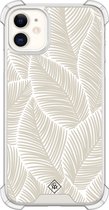 Casimoda® hoesje - Geschikt voor iPhone 11 - Palmy Leaves Beige - Shockproof case - Extra sterk - Siliconen/TPU - Bruin/beige, Transparant