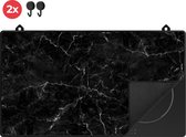 KitchyMist Inductie Beschermer Zwarte Marmeren Stenen met Witte Scheuren - 90x52 cm - Afdekplaat voor Kookplaat - Inductie Mat - Keuken Spatscherm