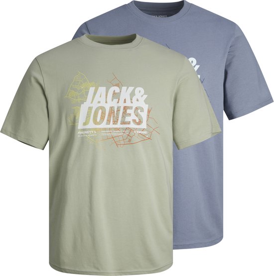 T-shirt Homme JACK&JONES PLUS JCOMAP SUMMERLOGO TEE SS CREW 2PK MP PLS - Taille 3XL