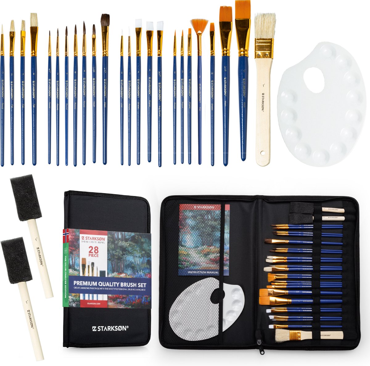 Lot de 15 Pinceaux Peinture Acrylique, Nylon Art Pinceaux, Ensemble de  Pinceaux Peinture avec 2 Spatule et 2 éponge, Pinceaux Artiste Enfant  Adultes