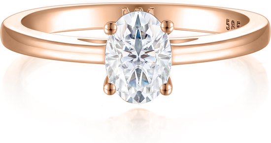 Eloise - 14k Roségouden Ovaal Solitair Moissanite Ring - 0.9 karaat