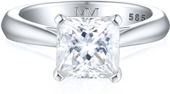 Iris - Platinum Princess Solitair Moissanite Ring - 3.1 karaat