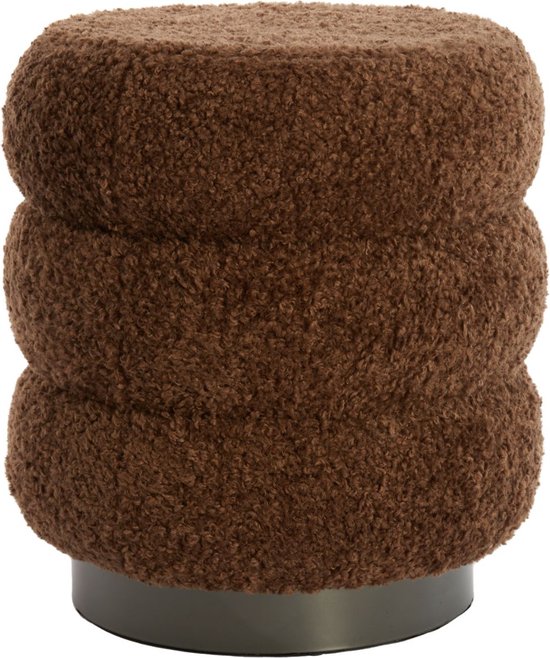 Light&living Pouf Ø40x45 cm JOBBI marron + noir mat