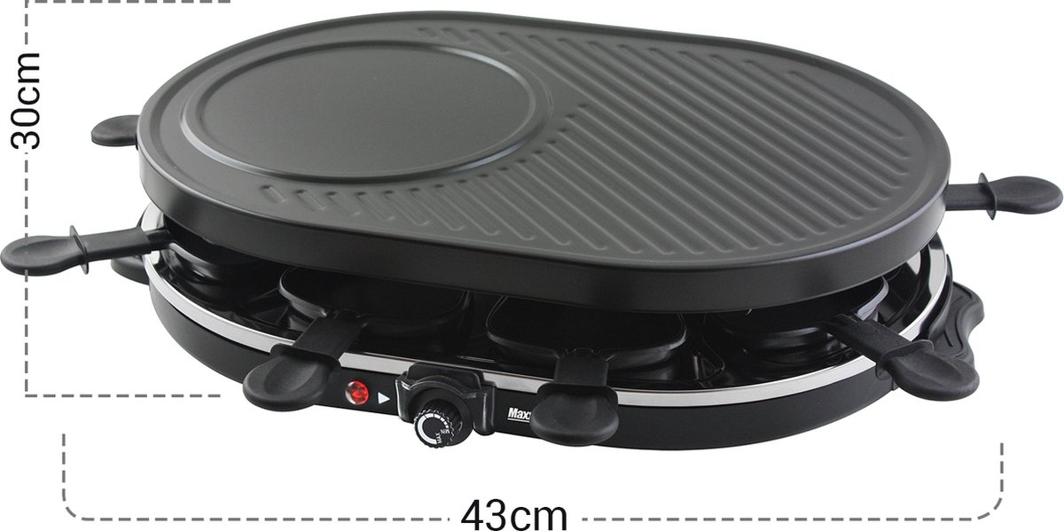 MaxxHome Appareil à Raclette - Ensemble de Gourmet - Raclette - Grill - 8  personnes