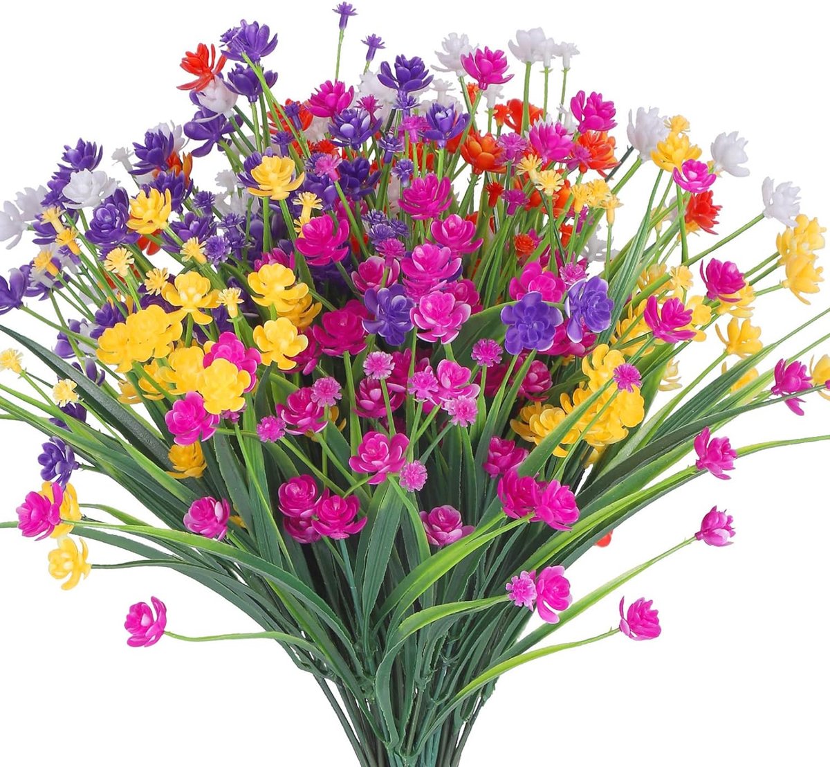 Lot de 15 Fleurs Artificielles Deco 5 Couleurs de Fleurs Artificielles Extérieur  Intérieur, Plantes en Plastique pour Maison Jardin
