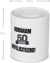 Akyol - 50 jaar sarah en abraham cadeau Spaarpot - Hoera 50 jaar - jubileum man en vrouw - verjaardagsmok - grappige tekst mok - jarig - verjaardag - 350 ML inhoud