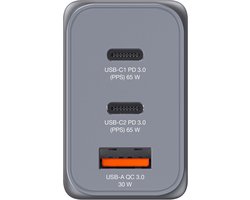 Verbatim GNC-65 GaN Oplader 3 Poorten 65W USB A/C