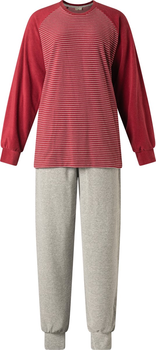 Lunatex warme dames pyjama badstof 124204 - rood