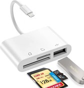 NÖRDIC CRD-024 Lightning kaartlezer - USB-A 3.0 - MicroSD / SD kaartlezer - UHS-I - Wit