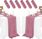 Pakket van 6 kaasdoek tafellopers 90 x 300 cm , stoffige roze gaas kaasdoek tafelloper , rustieke boho kaasdoek tafelloper , wasbare tule stof tafelloper voor bruiloftsbanket decoratie