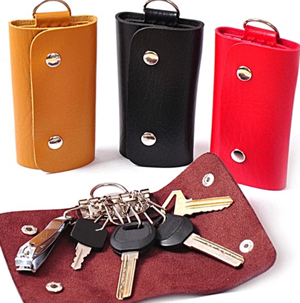 Étui Porte-clés En Cuir Antivol Universel - Pochette De Protection Pour Clés De Voiture (5 Couleurs Au Choix)