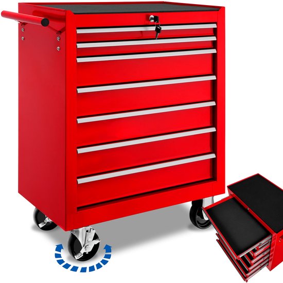 Gereedschapswagen 5 lades rood - Gereedschapskoffer/gereedschapskist kopen? | Korting tot 44