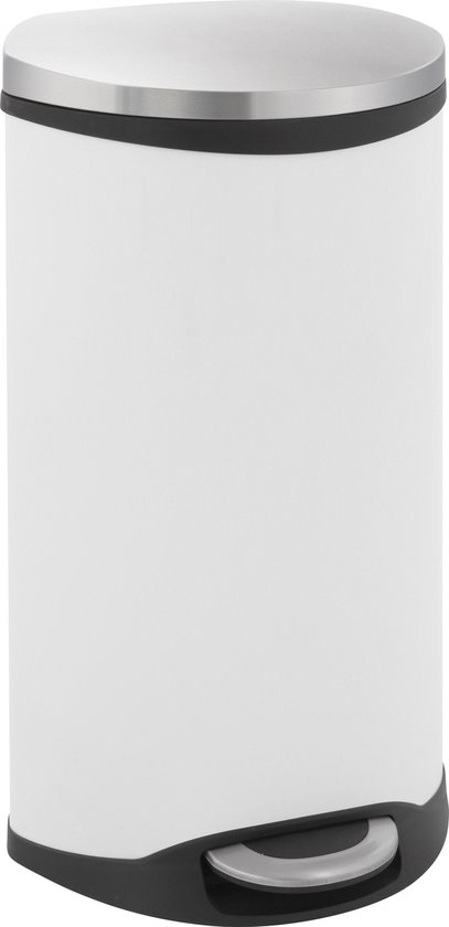 EKO - Shell Bin pedaalemmer 30 liter - steel Plastic - wit, mat RVS