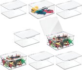 Set van 8 speelgoedopbergdozen - Stapelbare opbergdoos met deksel gemaakt van duurzaam plastic - Voor het opbergen van knutselspullen en speelgoed in de kinderkamer - Transparant