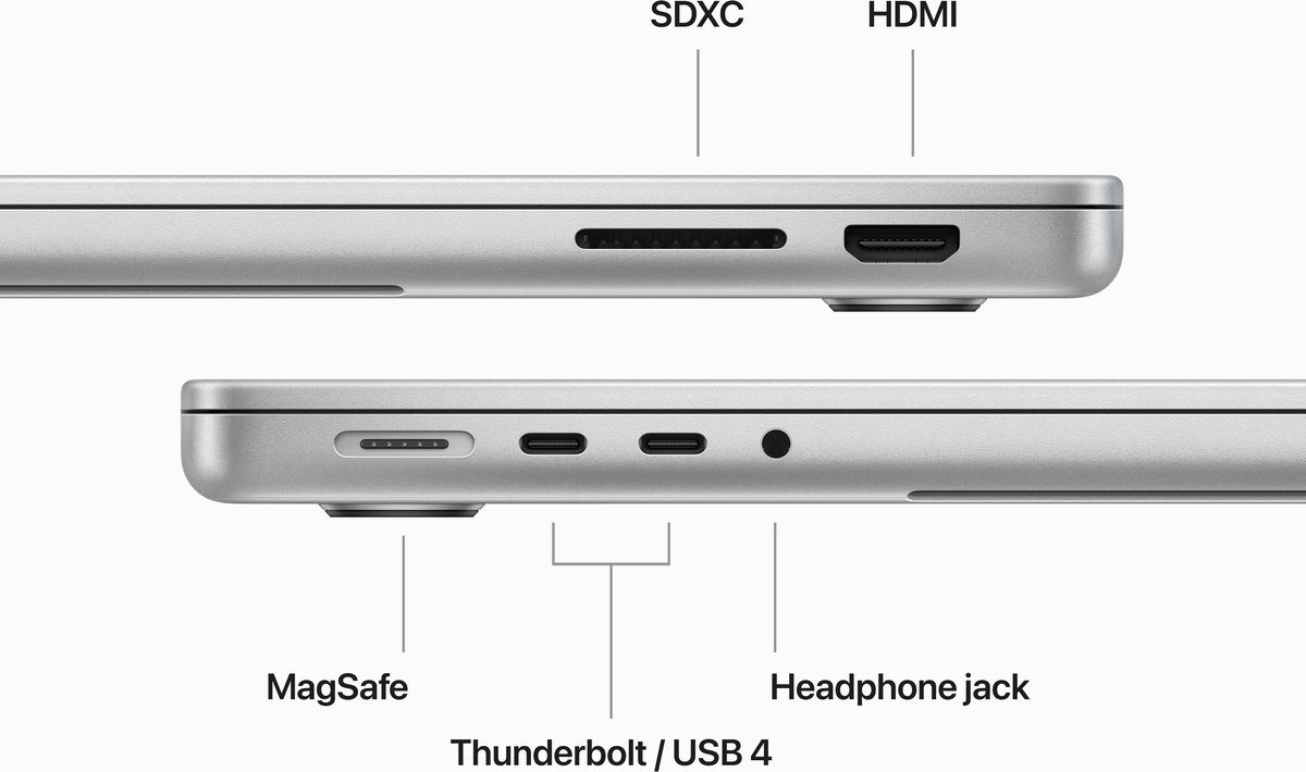 Apple MacBook Pro 14 inch 2023 M3 Chip 8-core CPU 10-core GPU 1TB SSD Zilver Retina Display - Afbeelding 4