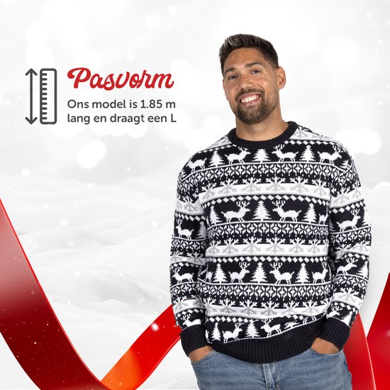 Wrong Christmas Sweater Femmes & Hommes - Pull de Noël - "Modern Blauw & Wit" - Homme & Femme Taille XXXXL