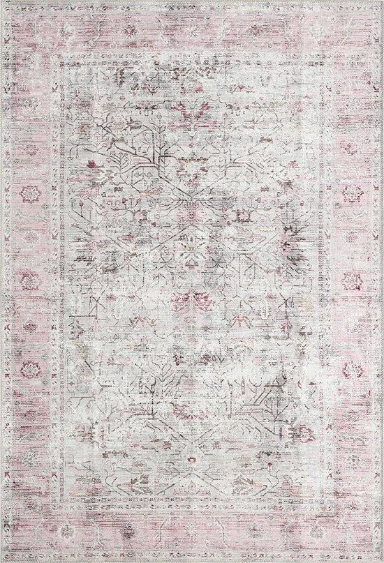 le tapis Elira toile tissée, robuste, design moderne, look vintage, aspect usé, super plat, support coton, lavable, 200x290